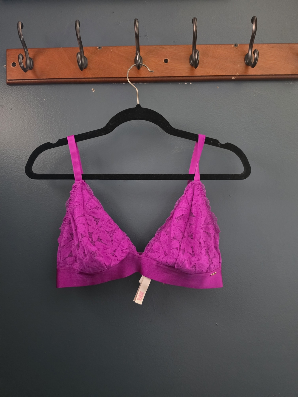 PINK Victoria's Secret Lace Triangle Bralette - Bright Fuchsia